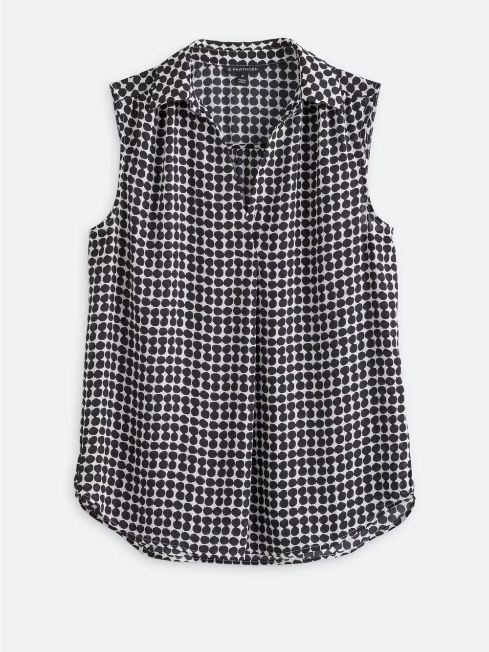 Hawthorn Black White Polka Dot Blouse Size Medium Business Casual
